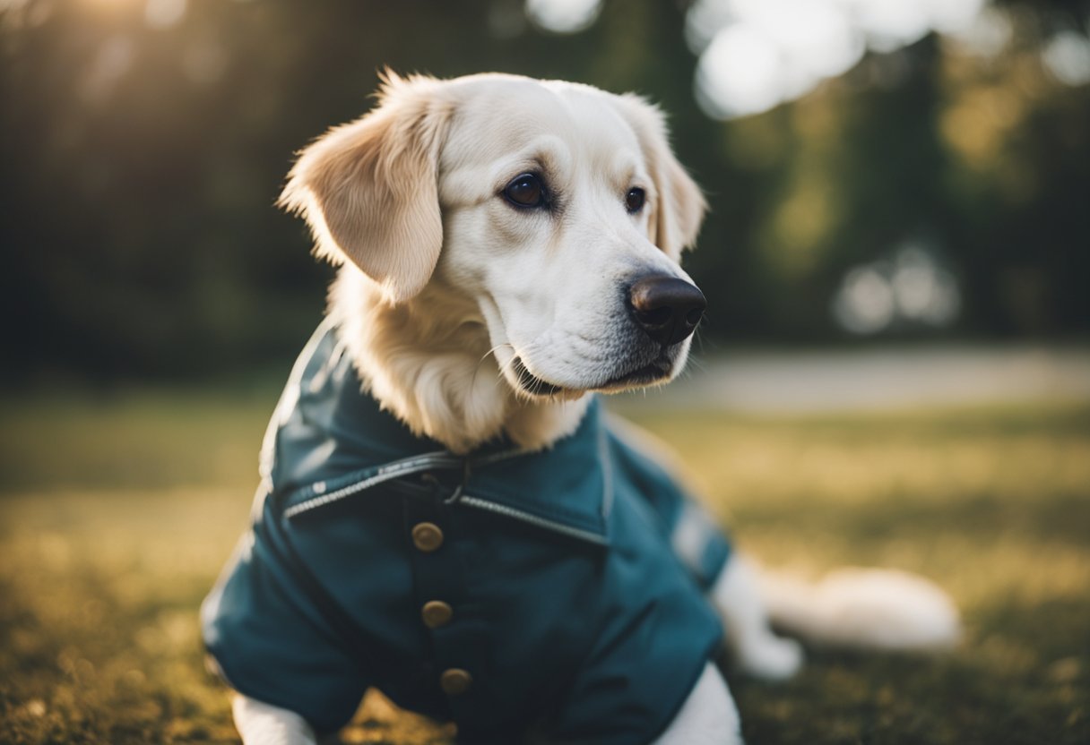 A senior dog pants heavily, showing signs of fatigue and discomfort